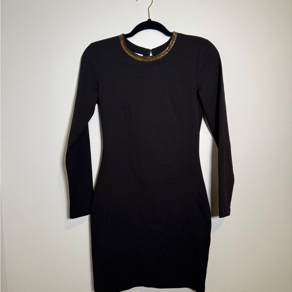 Elegant Black Dress with Gold Accents